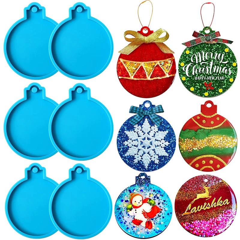 

1pc Christmas Resin Molds Silicone Christmas Ornaments Round Pendant Molds for Epoxy Resin DIY Crafts Jewelry Keychain Making