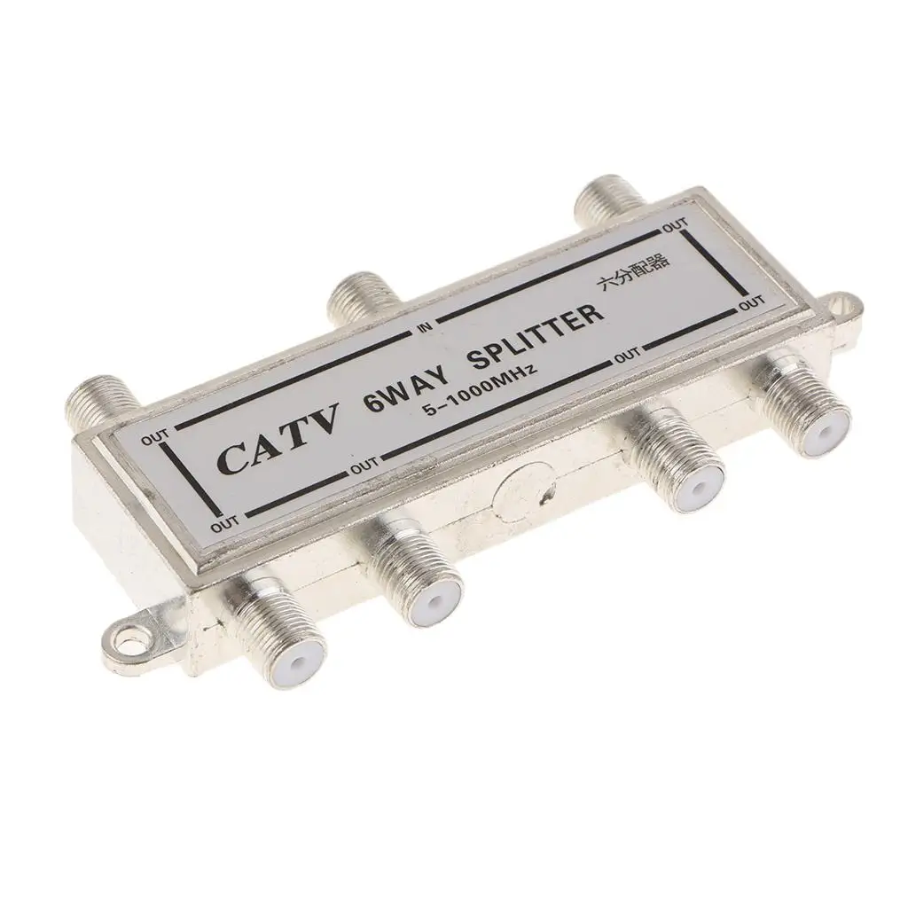 

Universal 6 Way Cable TV Splitter Coaxial RG6 Singal Adapter
