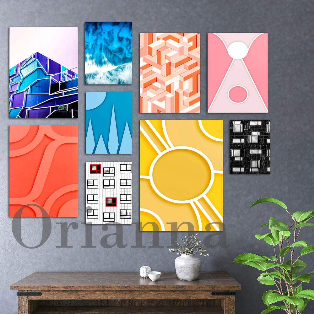 

Subulate Clepsydra Color Isometric Abstract Geometric Minimalism Wall Art Print Posters Modern Home Living Room Decor Painting
