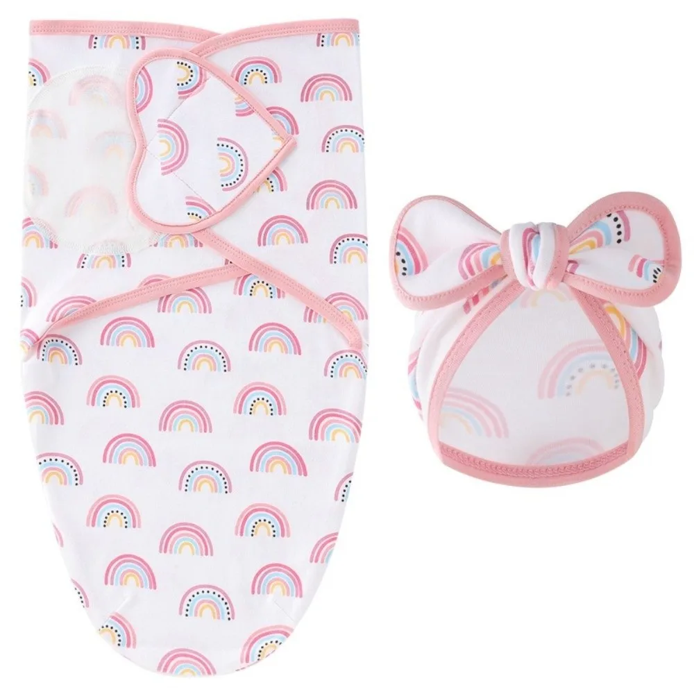 Bowknot Blanket Hat Set Soft Fabric Flower Newborn Photography Blanket Lightweight Material Breathable Infant Swaddle Blanket