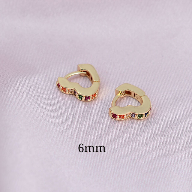 High Quality Luxury Women Small Heart Geometry Hoop Earrings Dazzling Micro Paved CZ Stones Versatile Female Fashion Jewelry