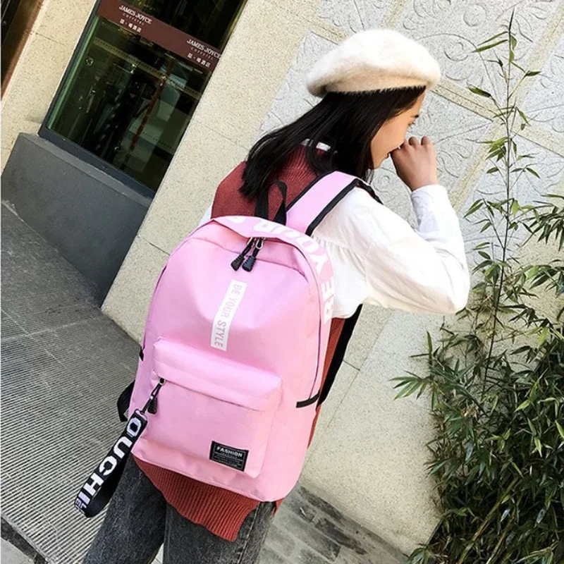 High School Students Large Capacity School Bags Fashion Canvas Backpack Books Stationery Organizer Bags Traveling Storage Bags