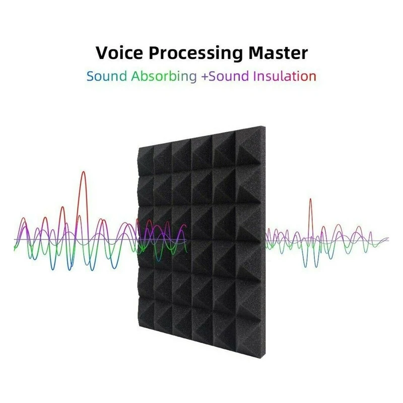 12 Pack Pyramid Shape Soundproof Foam Sound Proof Padding Treatment Panel For Echo Bass Insulation