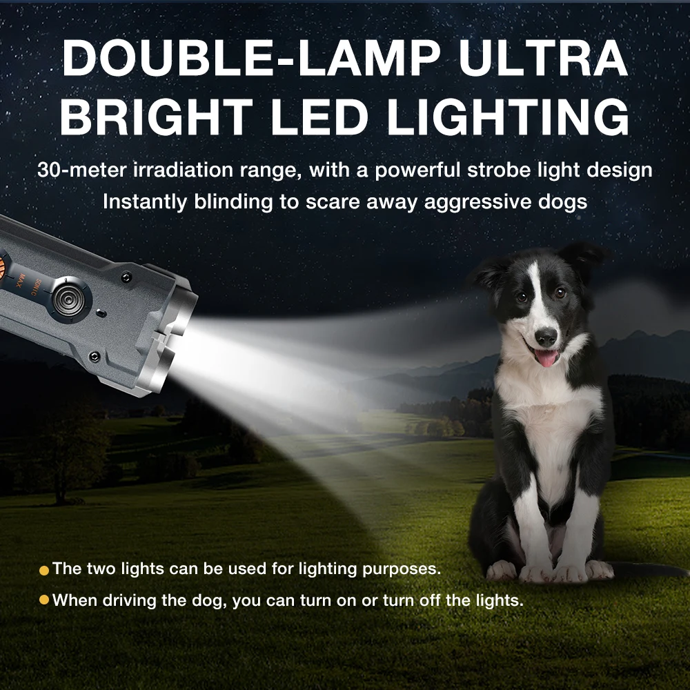 Double Flashlights 32 feet Ultrasonic Pet Dog Repeller