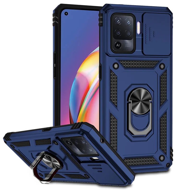 Shockproof Armor Case with Magnet Ring Holder and Side Camera Lens Protection