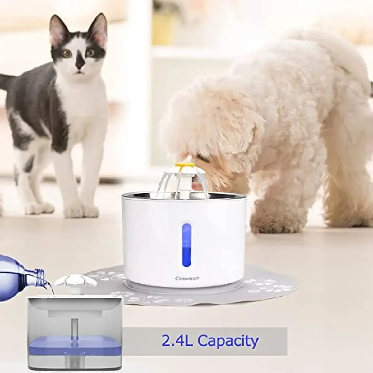 

for Fountain, Water Cat Cats Fountain Automatic Pet 81oz/2.4l Steel Drinking Filters Stainless Replacement