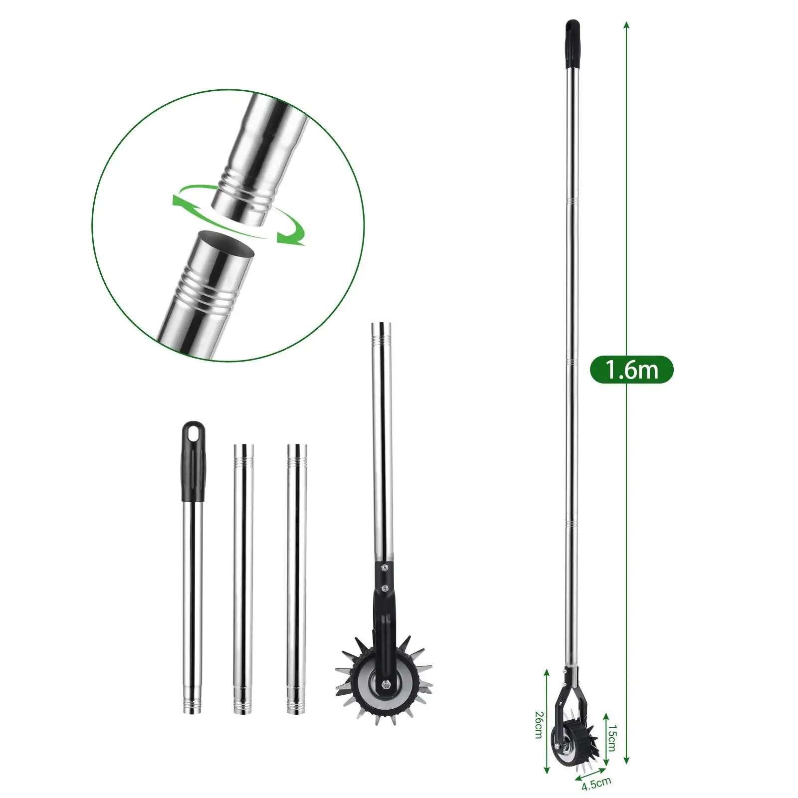 Lawn Edger Tool Wheel Rotary Edger Hand Saw Cordless Manual Lawn Edger Rotary Shear for Park Garden Yard Landscaping Sidewalk 6