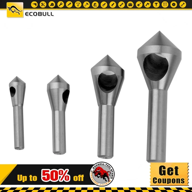 4pcs Countersink Deburring Drill Bit Set Broca Metal Taper Stainless