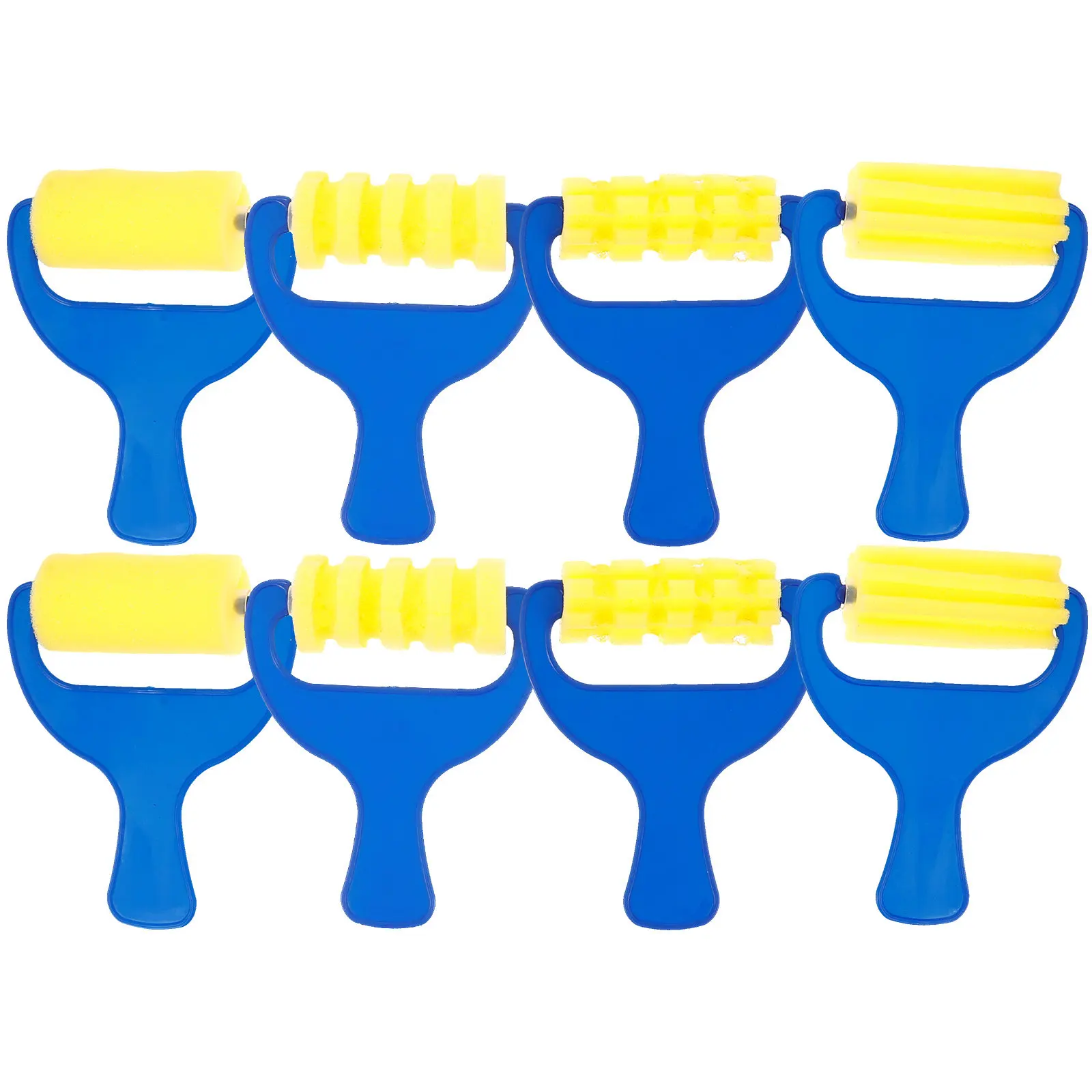 8Pcs 스폰지 브러쉬 롤러 세트 어린이를위한 소형 휴대용 스폰지 페인트 브러쉬 그림 낙서 예술 공예 활동 핸들