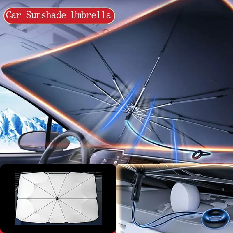 Car Sunshade Umbrella Car Front Window Sun Shade Cover Pull Ring
