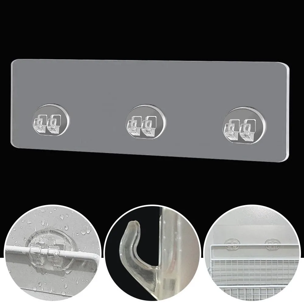 Shower Adhesive Self Adhesive Hooks Self Adhesive Wall Hooks for Replacement No Drilling Strong Transparent Adhesive Bathroom Shower Hook Corner Hanging Wall Mounted