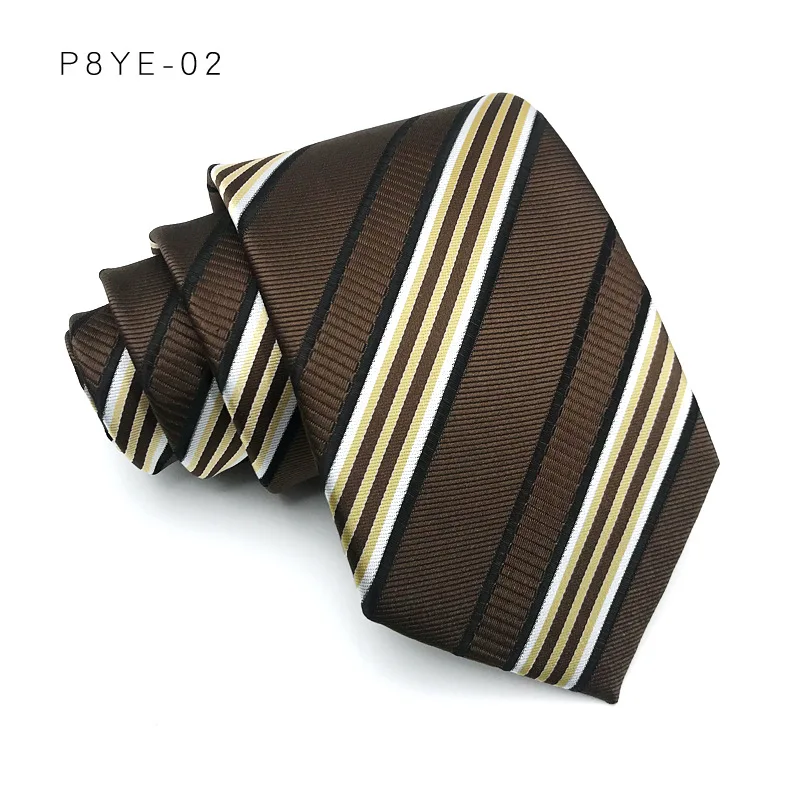 Luxus 8CM Herren Krawatte Gestreiften Streifen Krawatten Für Mann Bräutigam Trauzeuge Jacquard Gewebt Krawatte Formale Business Party Zubehör – Detail 8