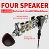 New Hifi Double Moving Coil Headphones 3.5mm AUX With Mic Dynamic In-Ear Music Gaming Sport Earbuds Bass Surround Shocking Sound 3