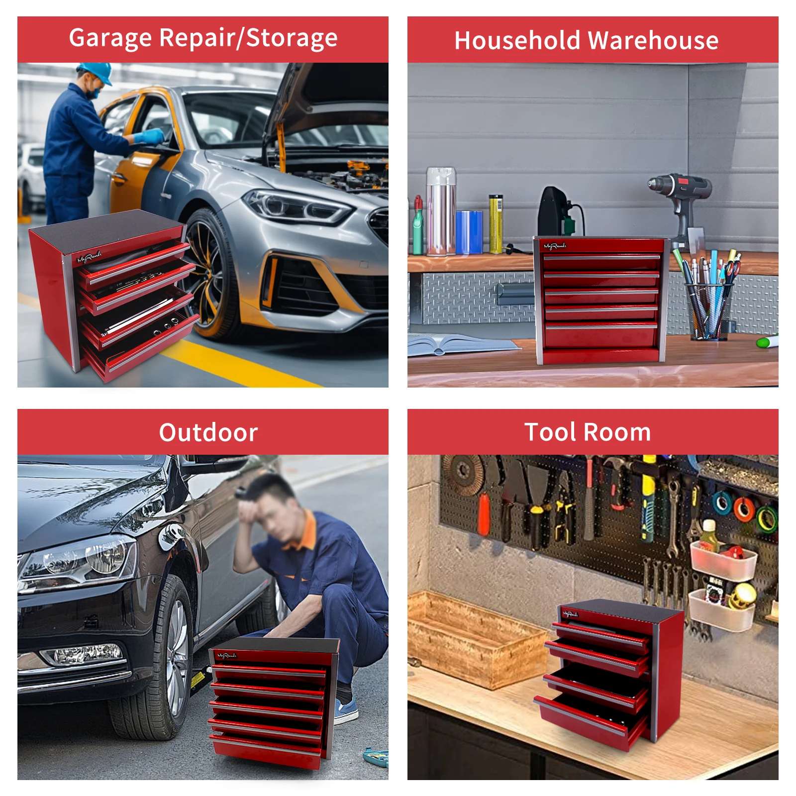 MayRecords portable metal mini toolbox household set portable repair multi-function drawer multilayer combination tool storage storage box