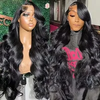 Perruques Lace Front Body Wave en Cheveux Humains, Densité 200, Perruques Frontales HD 13x6, Perruque Humaine Body Wave avec Baby Hair pour Femmes, Noir Naturel 2