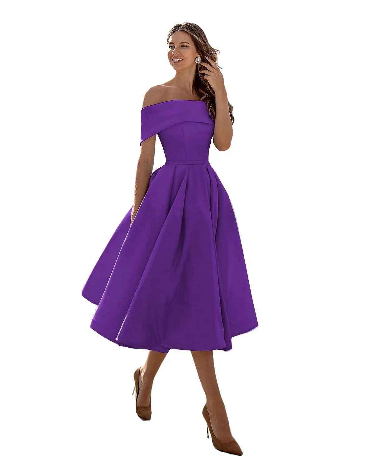 formal evening gowns Off Shoulder Evening Dresses Short Satin t فساتين السهرة A Line Party Prom Gown with Pockets for Women petite formal dresses & gowns Evening Dresses