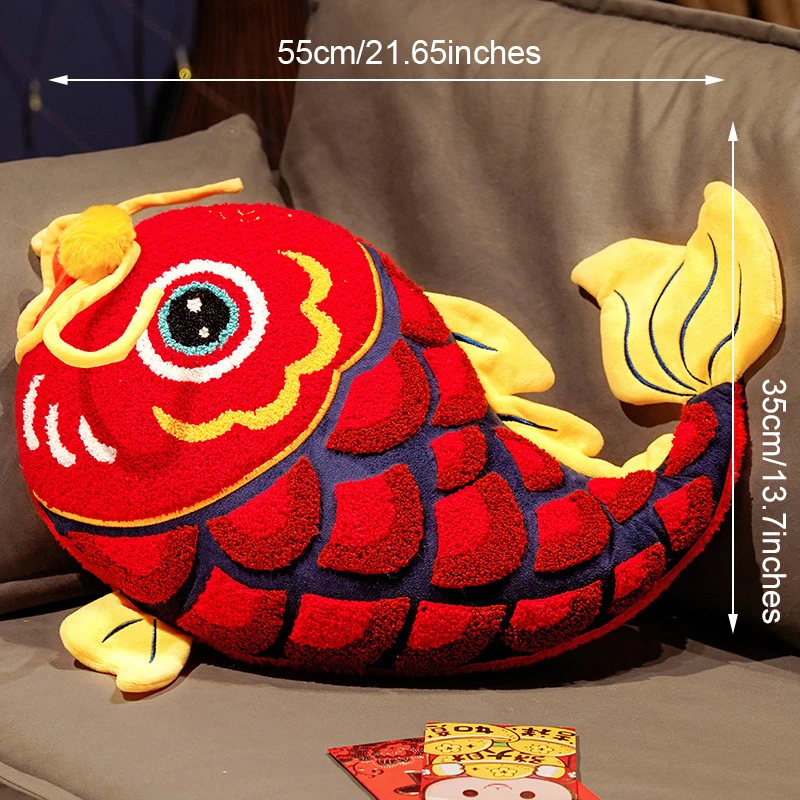 Joy Chinese Traditional Lion Dance Cushion Koi Fish Embroidery Pillow Gold Ingot Cushion Sofa Chair Car Home Wedding Lucky Decor 6