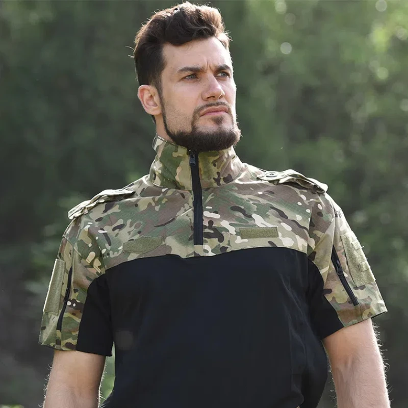 Frog Costume Outdoor Tactical T-shirt for Men Camo Climb Shirt Combat Shirts Breathable Men Short Sleeve