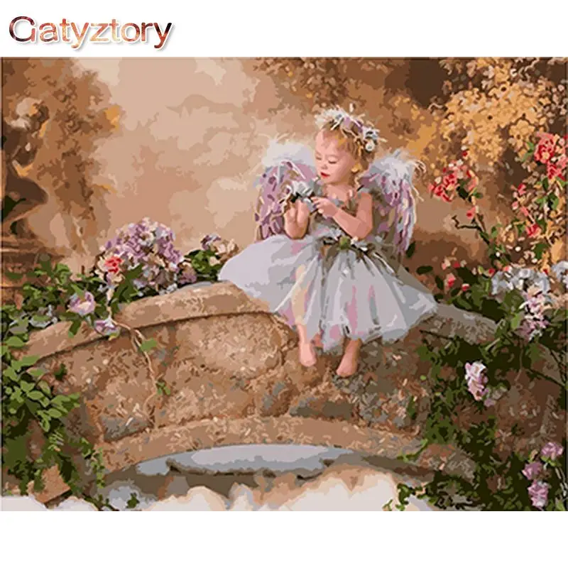 

GATYZTORY Acrylic Paint By Number With Frame 50x65cm Angel Diy Canvas By Numbers Handicraft Unique Gift For Home Wall Decors