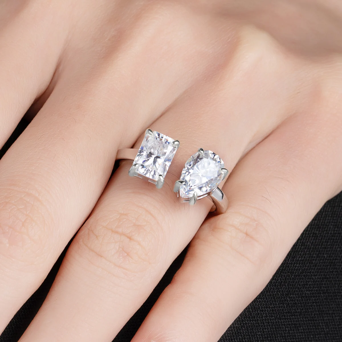 Engagement Ring 4.5cttw D Color Radiant Pear Twins