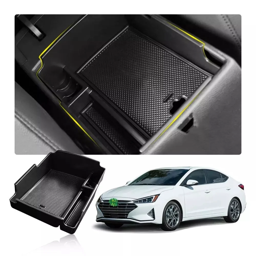 Car Armrest Storage Box for Hyundai Elantra Central Control Storage Box Auto Interior Accessories Black