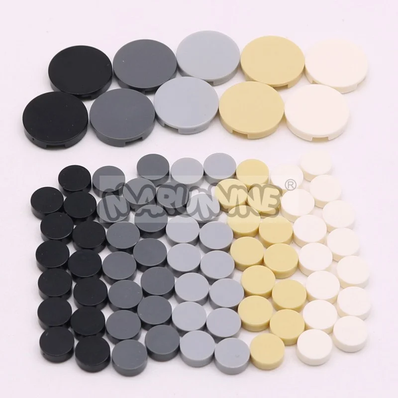 Round Tile Blocks 350PCS 1x1 2x2 MOC Bricks Base Flat Board Plate Floor Road City View Parts 98138 4150 Compatile