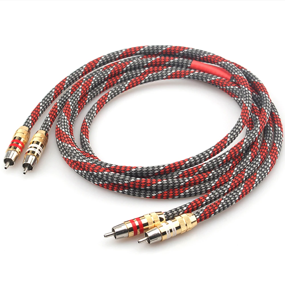 

Hifi lava red 4N OFC Silver plated conductor RCA to RCA male AMP CD DVD player Speaker Interconnector RCA Signal cable line wire