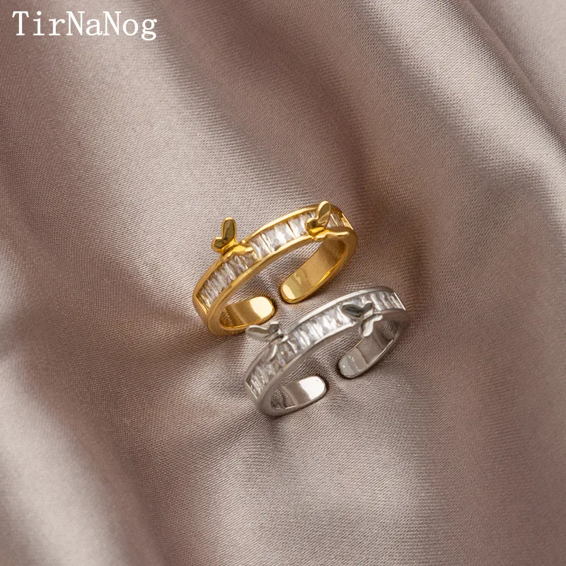 

2023 New Han Edition Simple Geometric Butterfly Ring Fashion Luxury Elegant Micro Inlay Zircon Index Finger Ring Jewelry Gifts