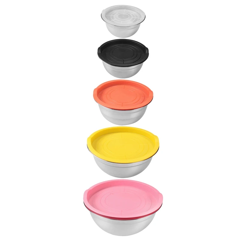 

HOT-Mixing Bowl With Lid Set Of 20, Stainless Steel Nesting Salad Bowl Set For Prepping, Mixing And Serving