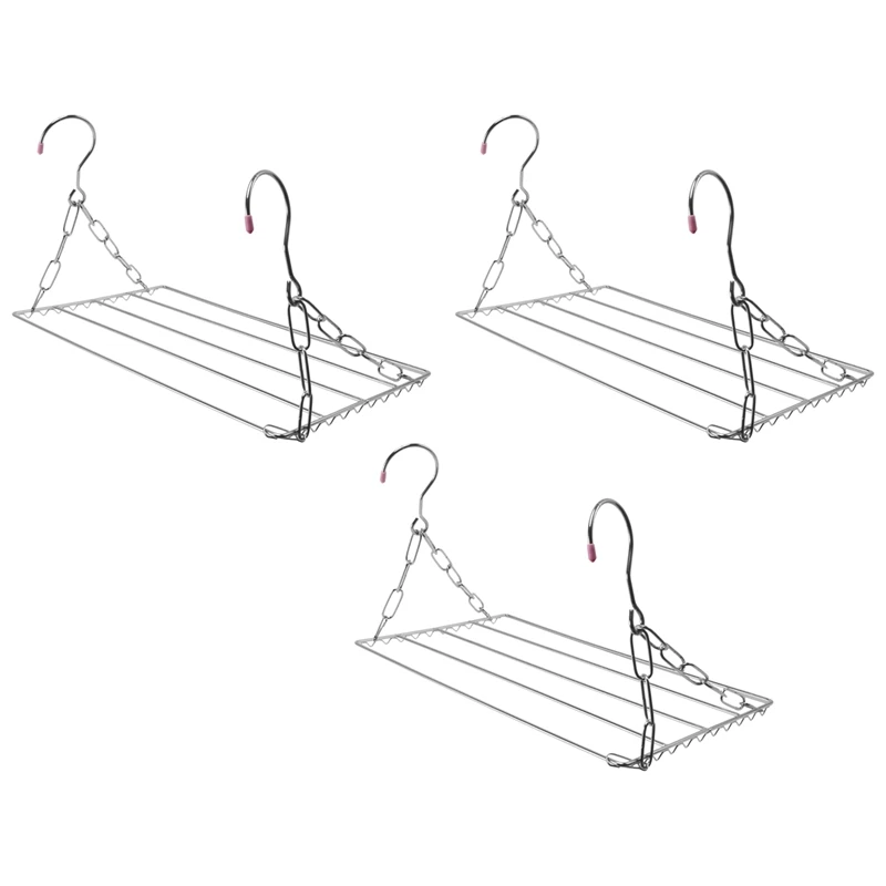 

3X Multifunctional Clothes Drying Rack, Stainless Steel Laundry Garment Drying Hanger For Hanging Clothes, Towels, Socks