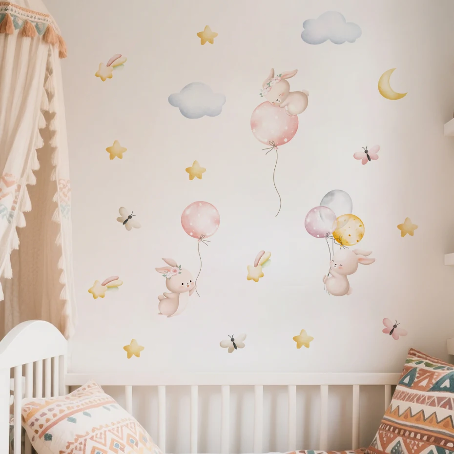 Pink Bear Balloon Wall Stickers 6