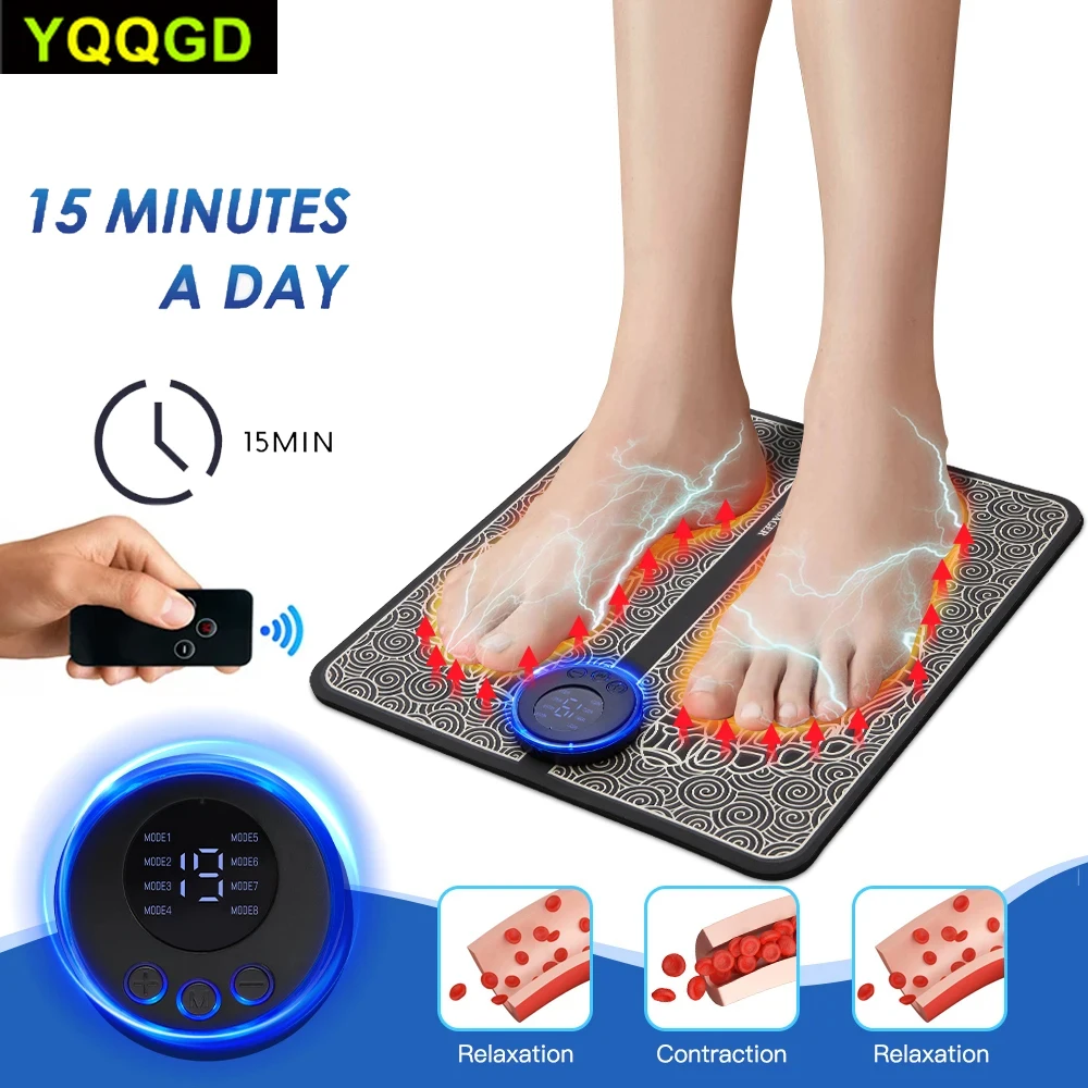 Ems Foot Massager Pad Portable Foldable Massage Mat Pulse Muscle Stimulator Improve Blood Circulation Relief Pain Relax Feet Usb fingertip pulse oximeter blood oxygen saturation spo2