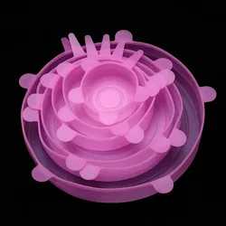 Adjustable Reusable Silicone Food Cover - Airtight Kitchen Storage Lids (Pink)