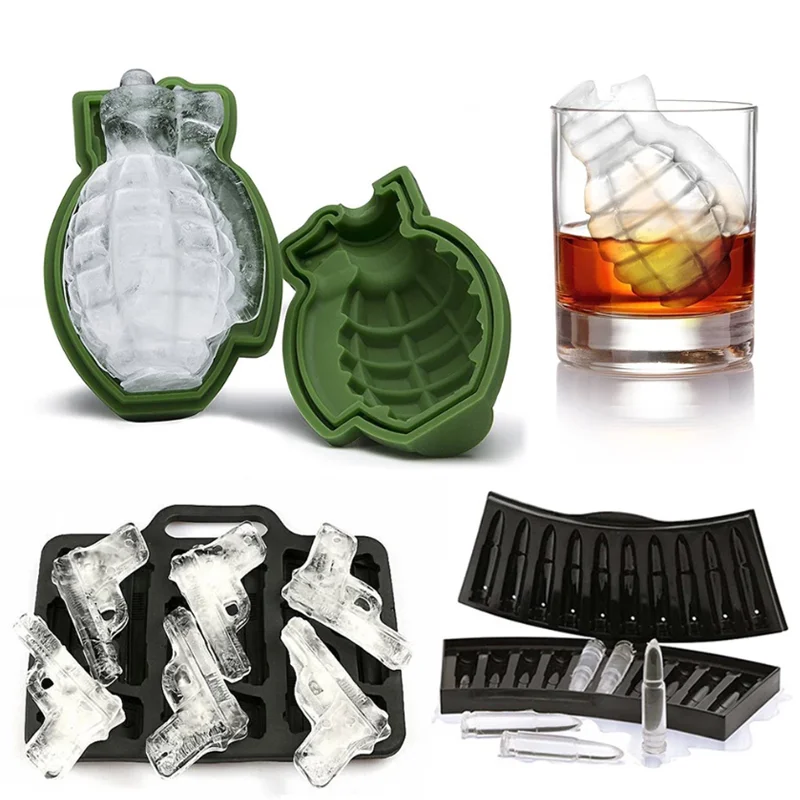 

Home Gun Bullet Skull Ice Cube Maker DIY Bullet Ice Cube Tray Chocolate Mold Bar Accessories Whiskey Wine Ice Cream Tool New