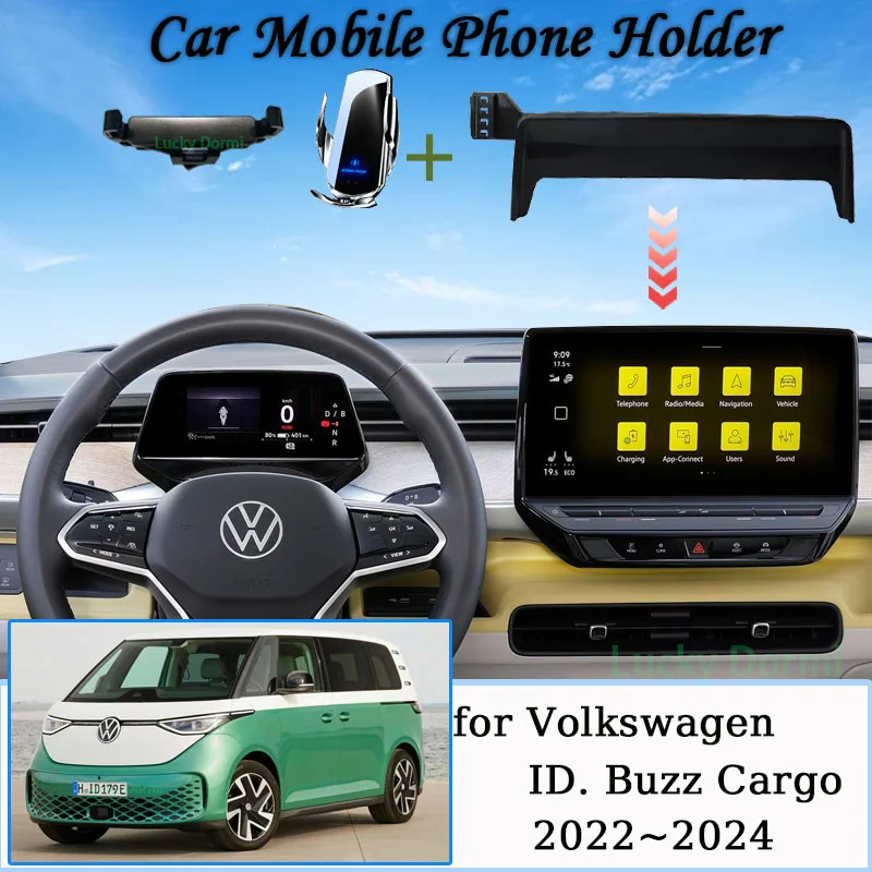 For Volkswagen ID. Buzz Cargo 12" or 10" Screen Car Mobile Phone Holder MagSafe Bracket Gravity Stand Auto Accessories