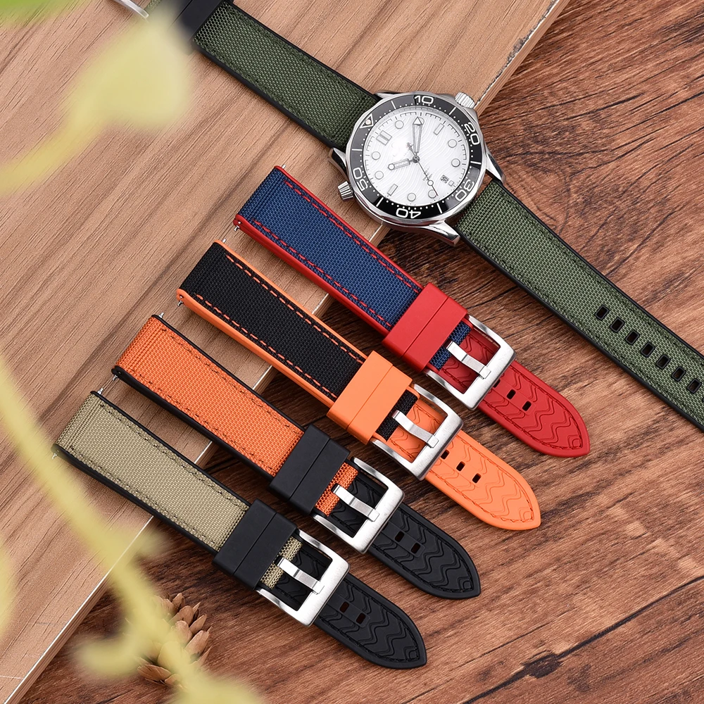 2023 New Design Hybrid Canvas Watch Strap 20mm 22mm High Quality