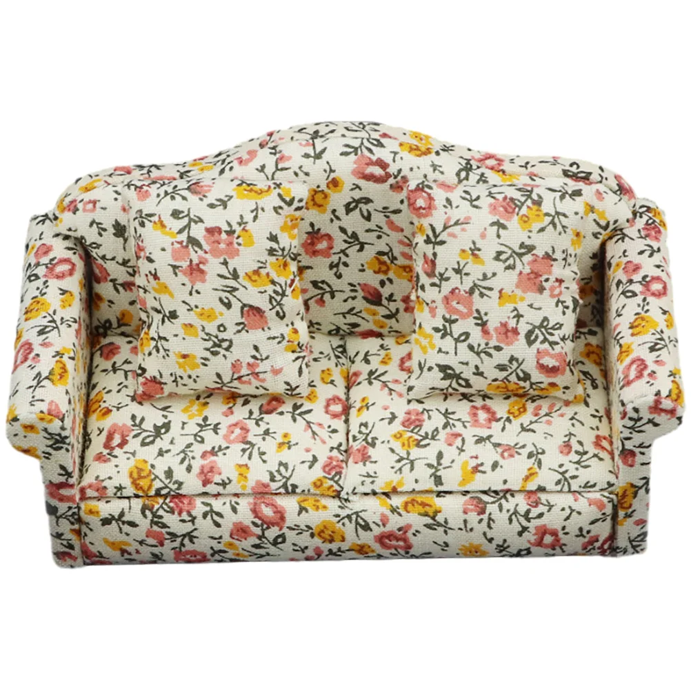 

Decor House Miniature Single Sofa with Pillow Model Furniture Adorable Pp Cotton Supplies Individual Desktop
