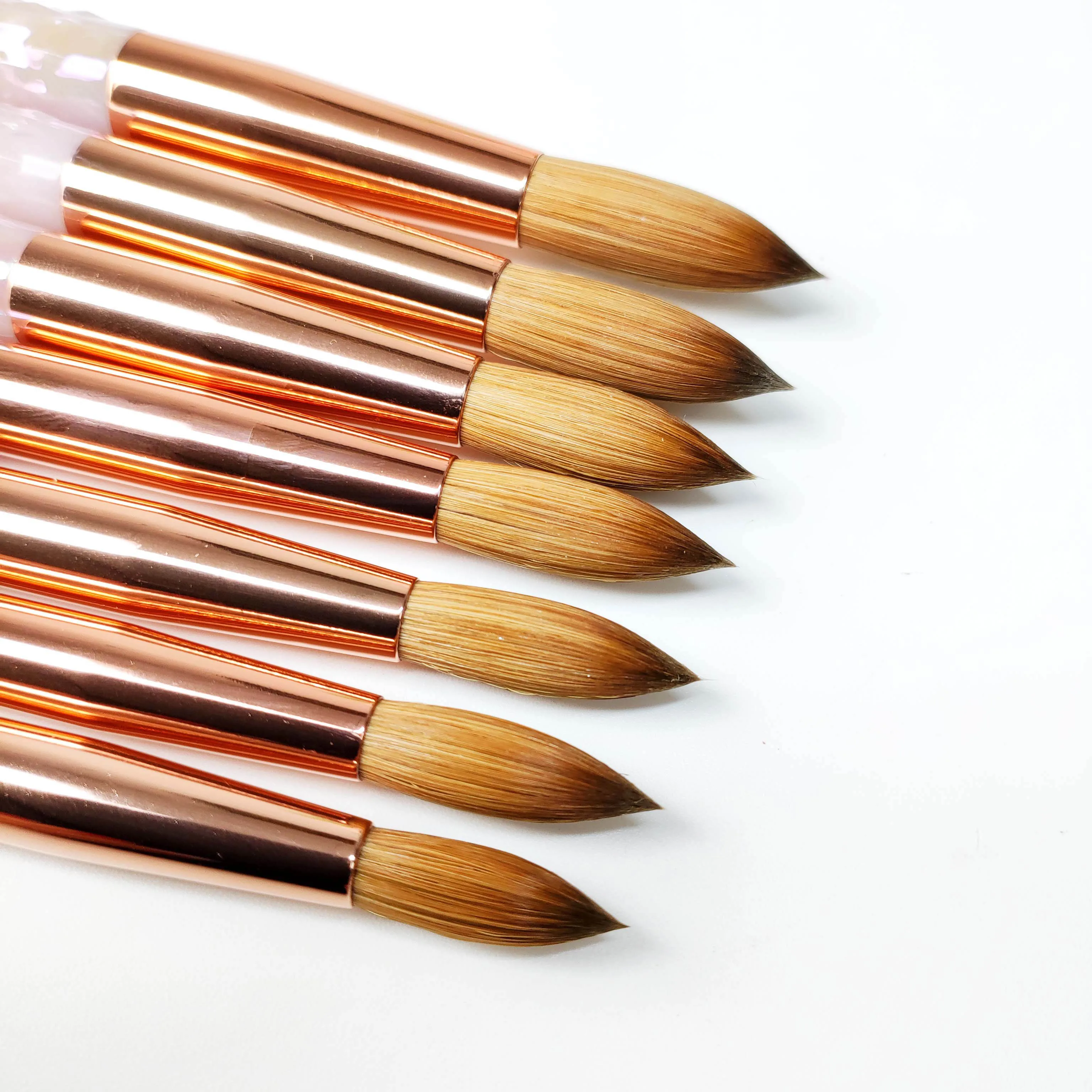 100% Kolinsky Sable Acrylic Nail Brush 1pcs Round Pink Kolinsky Hair Soft And Elastic  Nail Art Brush Wholesale 3