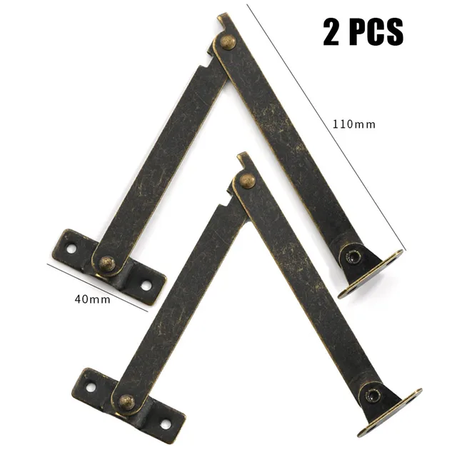 2PCS Metal Lid Support Hinges Stay for Box Furniture Antique Bronze Iron Decorative Hinge for Jewelry Wine and Chest Boxes 3