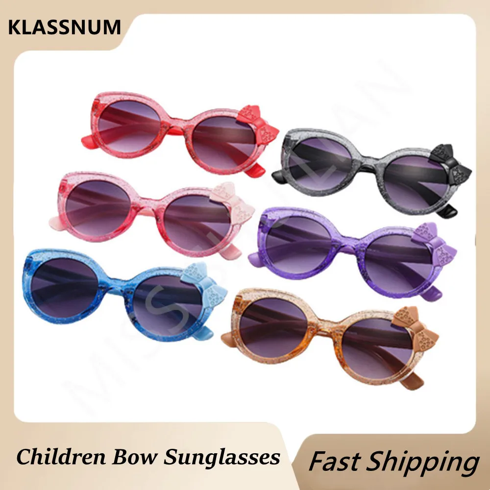 

Girls Boys 2024 New Round Cartoon Bowknot Children Sunglasses Outdoor Sun Glass Lovely Trendy Vintage Kids Protection Sunglasses