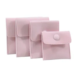 Luxury Velvet Jewelry Pouch with Custom Logo - XL 9.5 x 9.5cm (Pink)