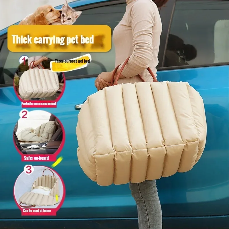 Fashionable Comfortable Pet Travel Portable Handbag Cat Dog Kennel Cage Cushion Car Dual Use Winter Warmth Car Dog Carrier Bag