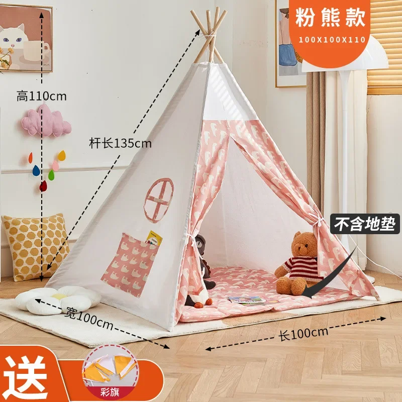 1.35M Children's Tent Teepee Tent for Kids Portable Tipi Infantil House for Kids Play House Kids Tents Lights Decoration Carpet 6