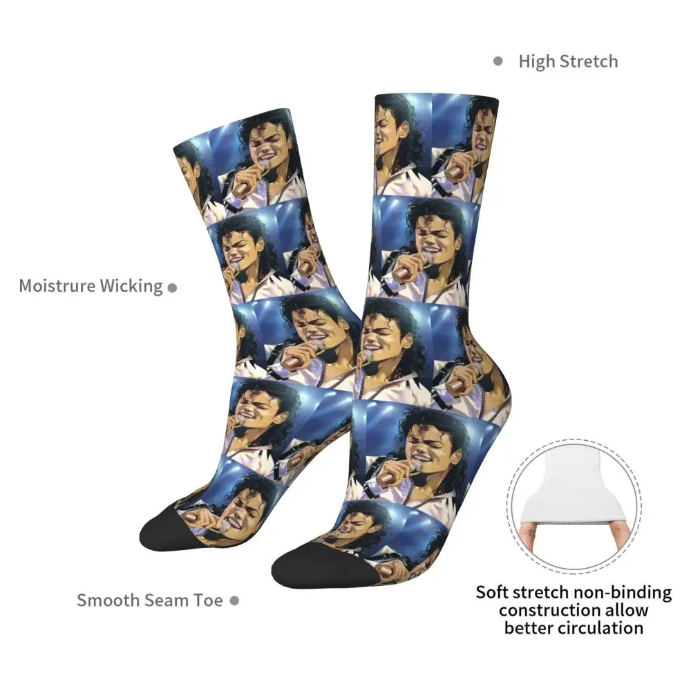 Michael Jackson Musicians Singers Dancers Socks Harajuku Stockings All Season Long Socks Accessories for Unisex Christmas Gifts