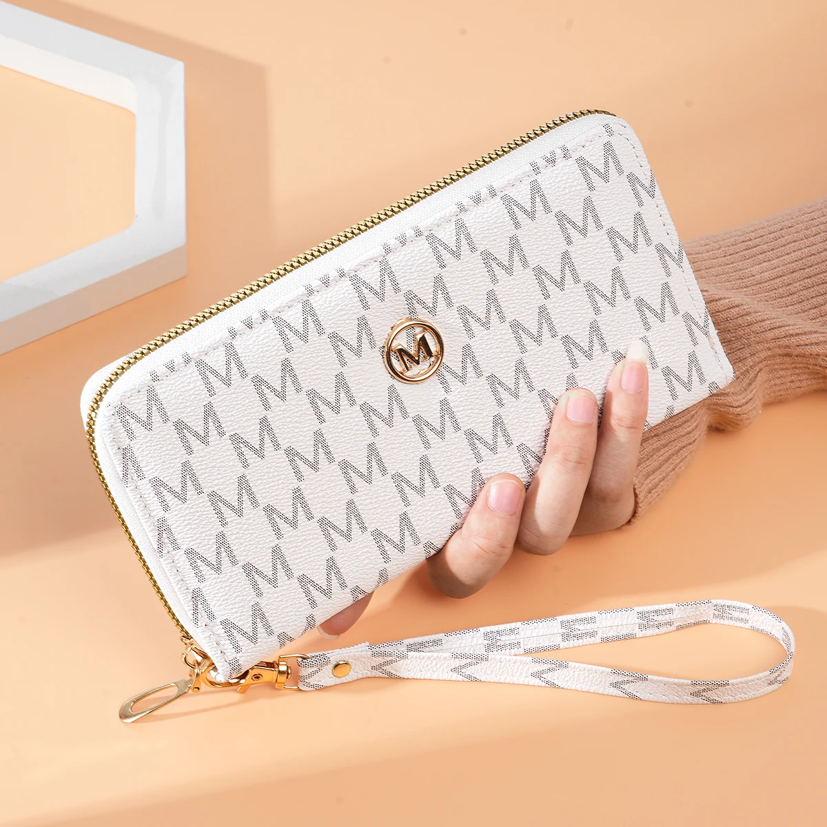 Women's Wallet Single Zipper Floral Letter Print Fashionable Coin Purse Compact Money Holder 3