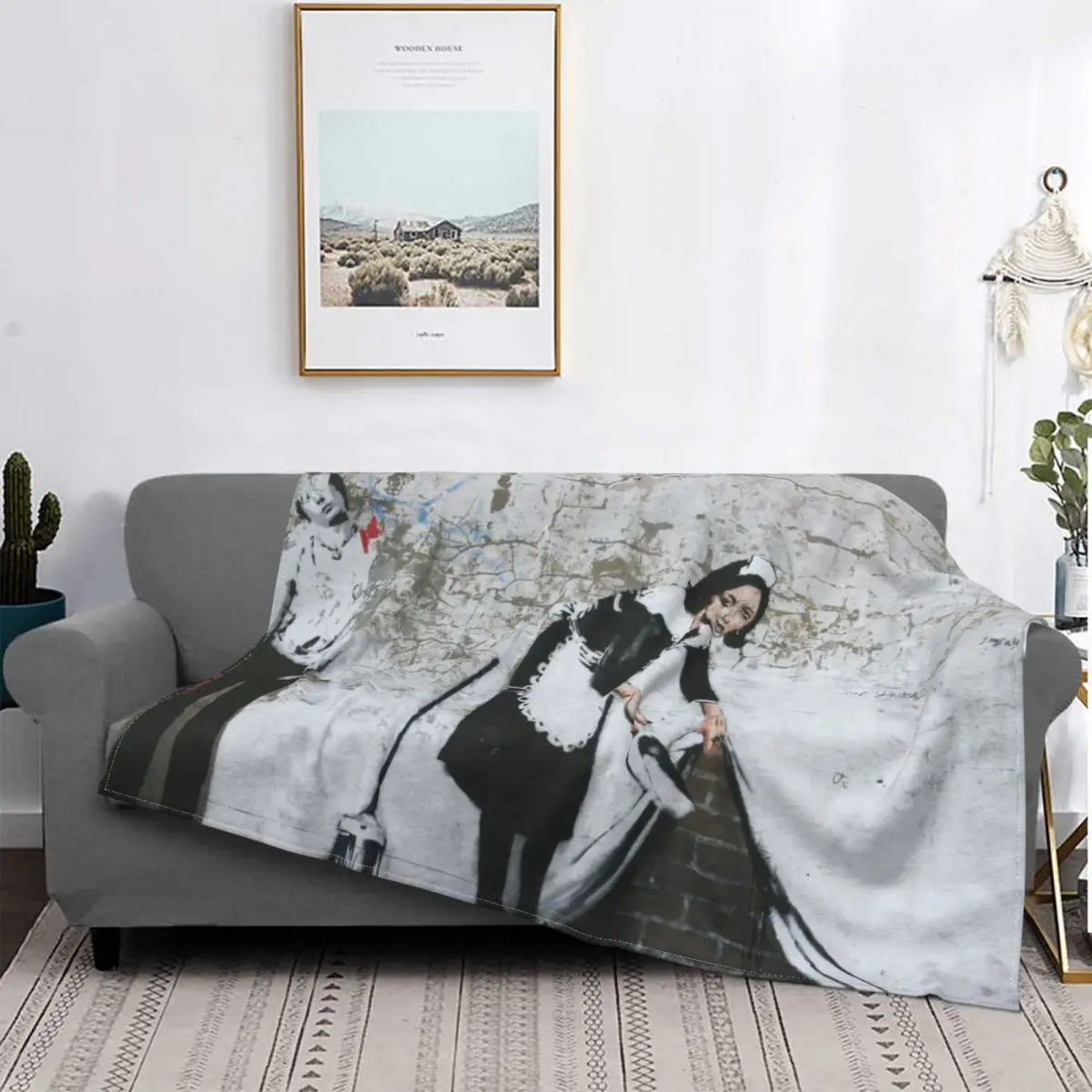 

Sweep It Under The Carpet Blanket Soft Fleece Flannel Banksy Street Pop Art Throw Blankets for Sofa Travel Bedding Bedspread