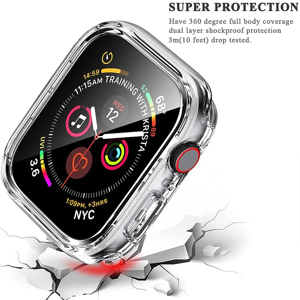 Glass+Watch Cover for Apple Watch Case 41mm 45mm 40mm 44mm 42mm 38mm Matte Bumper+Screen Protector for Iwatch SE 7 6 5 4 3 2 1