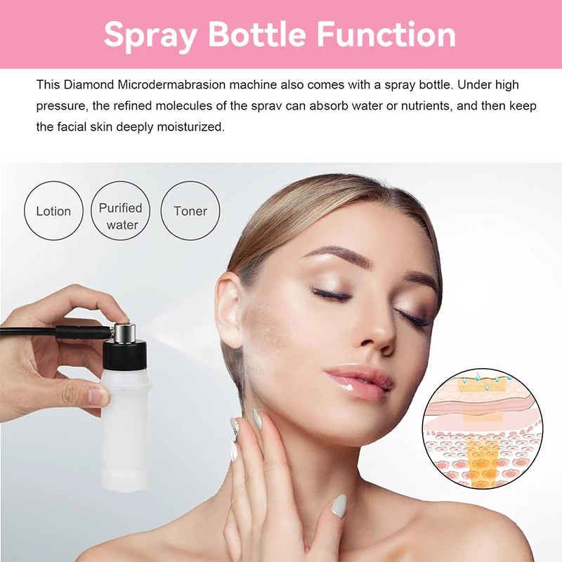3in1 Diamond Microdermabrasion Machine For Facial Skin Care Blackhead Removal Acne Wrinkle Vacuum & Spray Tool 3