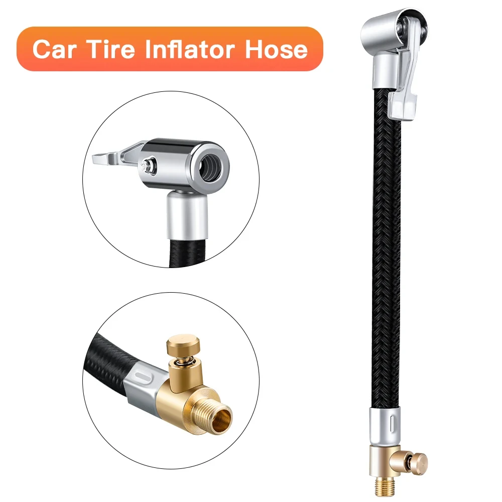 ABSOPRO Adattatore Per Gonfiatore Pneumatici - Tubo Estensione 60cm Con Valvola In Metallo, M8x0,8 - 2 Pezzi Per Auto, Moto, Bici