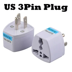 Universal Travel Adapter Plug Converter (2 - Pack) - EU/US/AU/UK International Socket, 10A - 2PCS Set (US 3pin Plug)